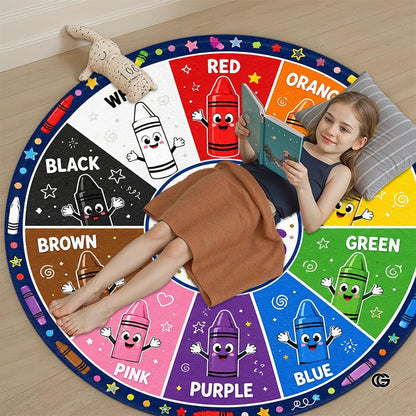 Wheel of Feelings and Emotions Round Rug, Educational Mental Health Rug for Classroom, Educational Animal Shape School Mat, Back to School Gift (R01)