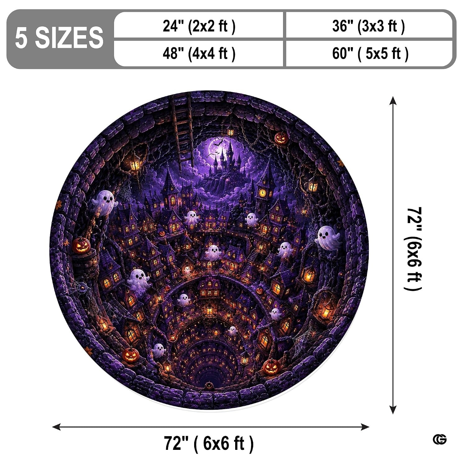 Custom Halloween 3D Optical Illusion Round Rug Skeleton Horror Area Rug (1, #8)