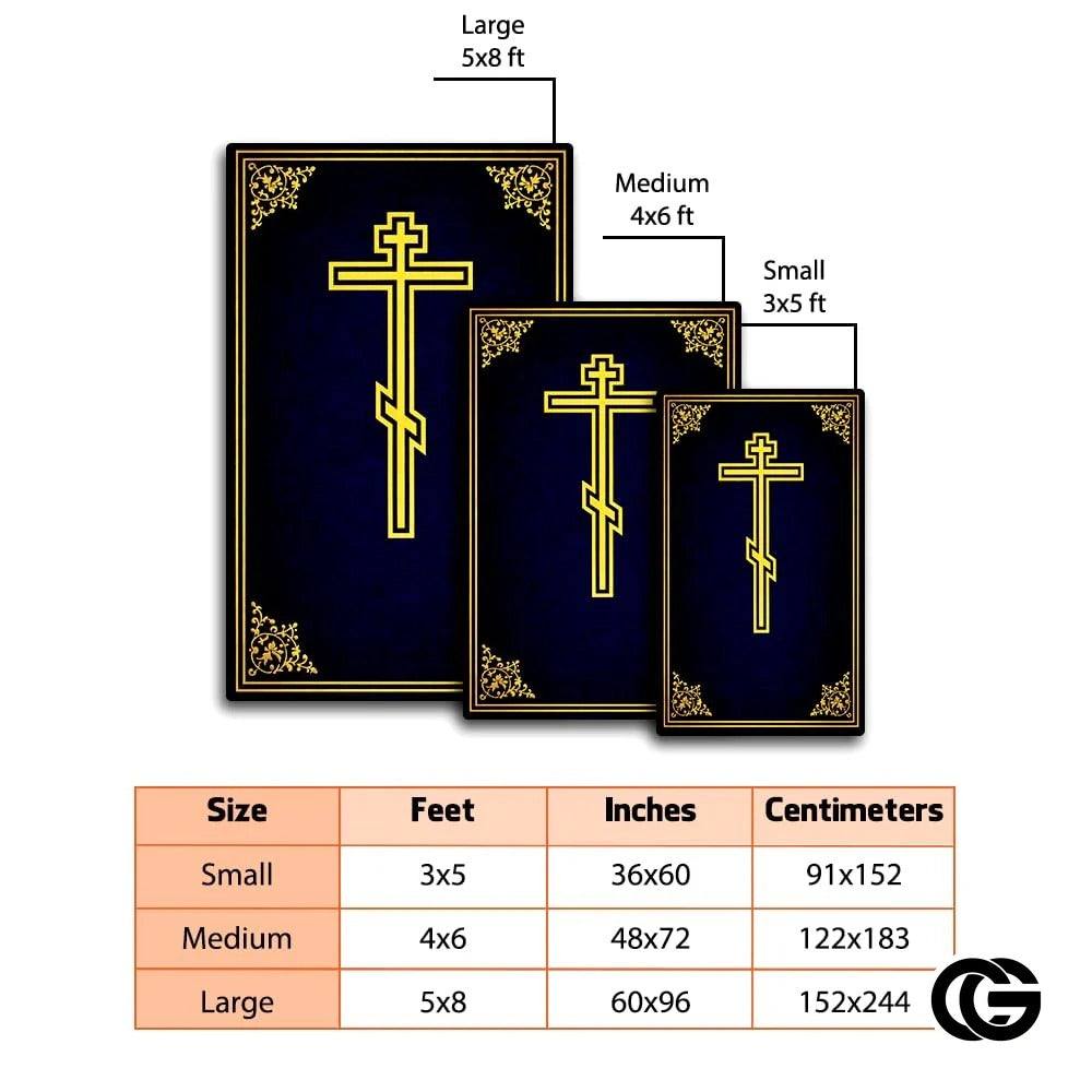 Personalized Orthodox Rug with Christian Cross and Eagle - D6