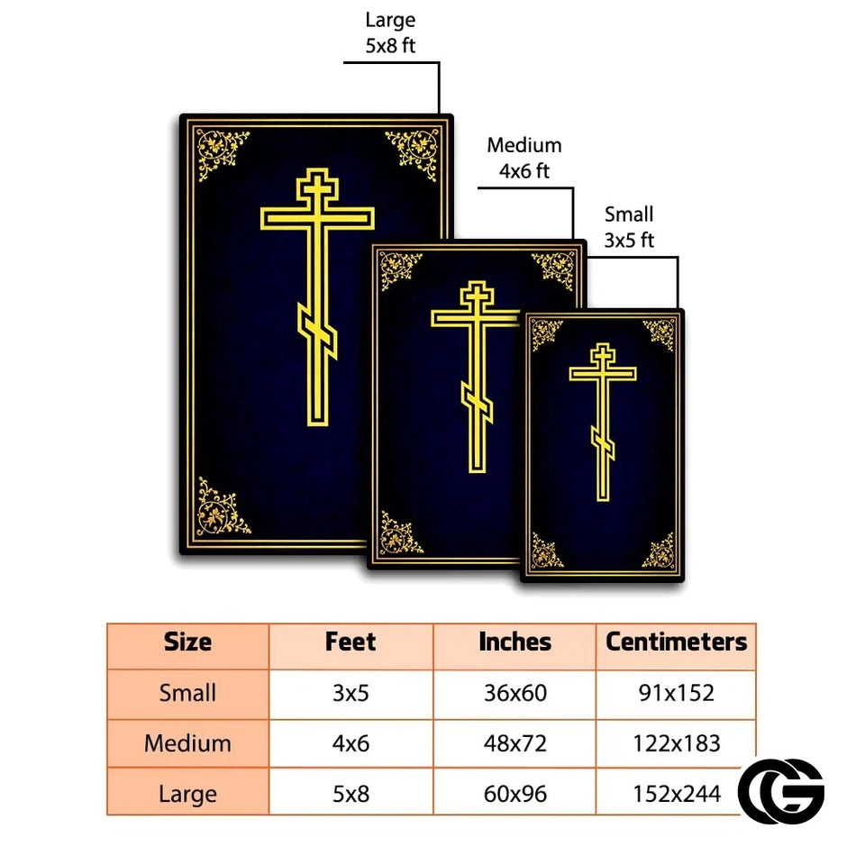 Personalized Orthodox Rug with Christian Cross and Eagle - D6