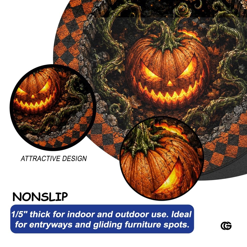 Personalized Halloween 3D Optical Illusion Ghost Round Rug (A02)