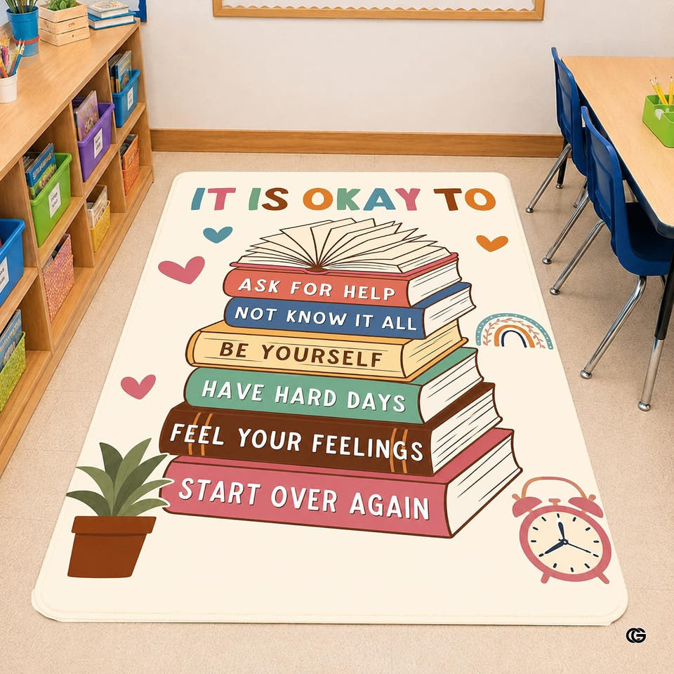 Mindfulness affirmation books counselor area rug - view 1