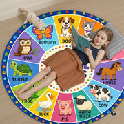 Wheel of Feelings and Emotions Round Rug, Educational Mental Health Rug for Classroom, Educational Animal Shape School Mat, Back to School Gift (Animal)