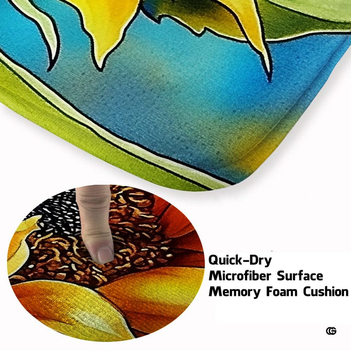 Soft low-pile microfiber surface texture on botanical sunflower area rug - image 3 of 7