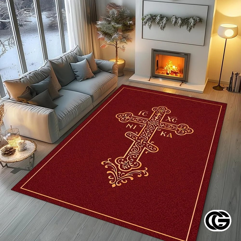Personalized Orthodox Doormat with Christian Cross and Eagle - D7