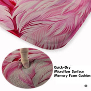 Soft low-pile microfiber fabric and foam cushioning detail of flamingo pair rug - thumbnail image 3 of 7