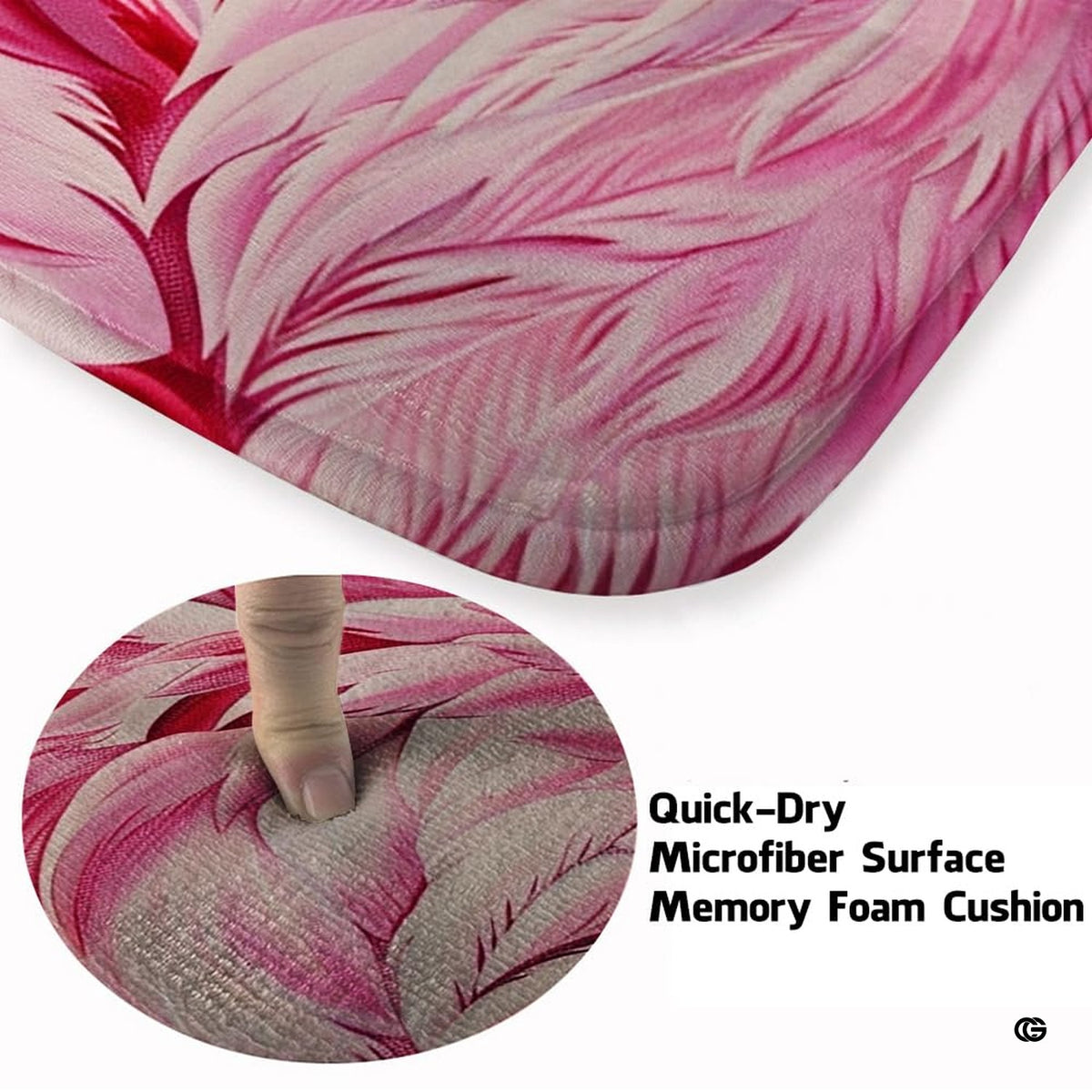 Soft low-pile microfiber fabric and foam cushioning detail of flamingo pair rug - image 3 of 7