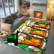 Cozy modern living room arrangement styling the Irish beer pints stained glass rug - thumbnail image 5 of 9