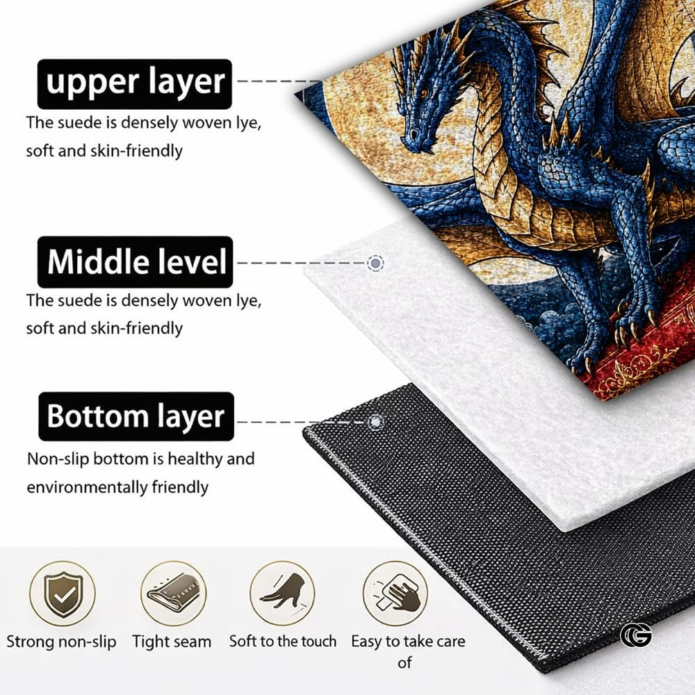 Custom Dragon Shaped Area Rug, Personalized Library Western Dragon Shaped Floor Mat Book Rug, Non-Slip Reading Room Carpet for Living Room, Bedroom, Dorm, Kids Room, Fans Lover (D7)
