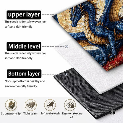 Custom Dragon Shaped Area Rug, Personalized Library Western Dragon Shaped Floor Mat Book Rug, Non-Slip Reading Room Carpet for Living Room, Bedroom, Dorm, Kids Room, Fans Lover (D7)