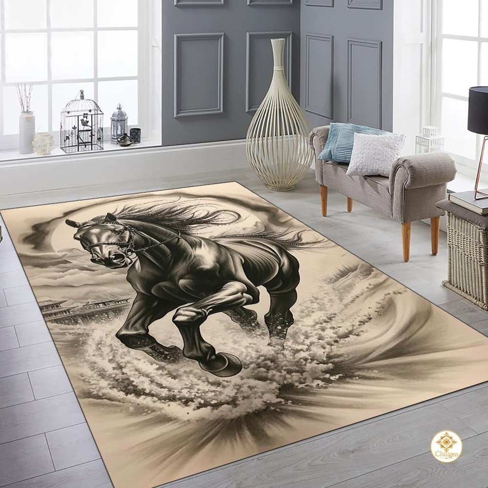 Custom Running Horse Welcome Mat for Front Door and Entryway