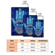 Close-up view of the intricate Hand of Fatima and Evil Eye detailing with golden flourishes. - thumbnail image 2 of 8