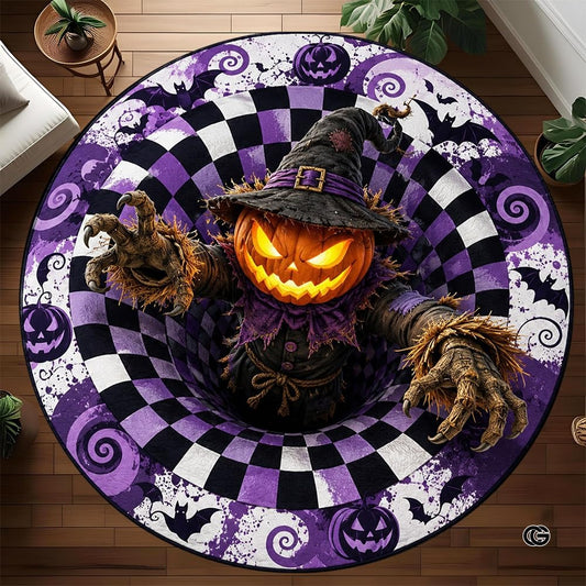 Personalized Halloween 3D Optical Illusion Ghost Round Rug (A03)