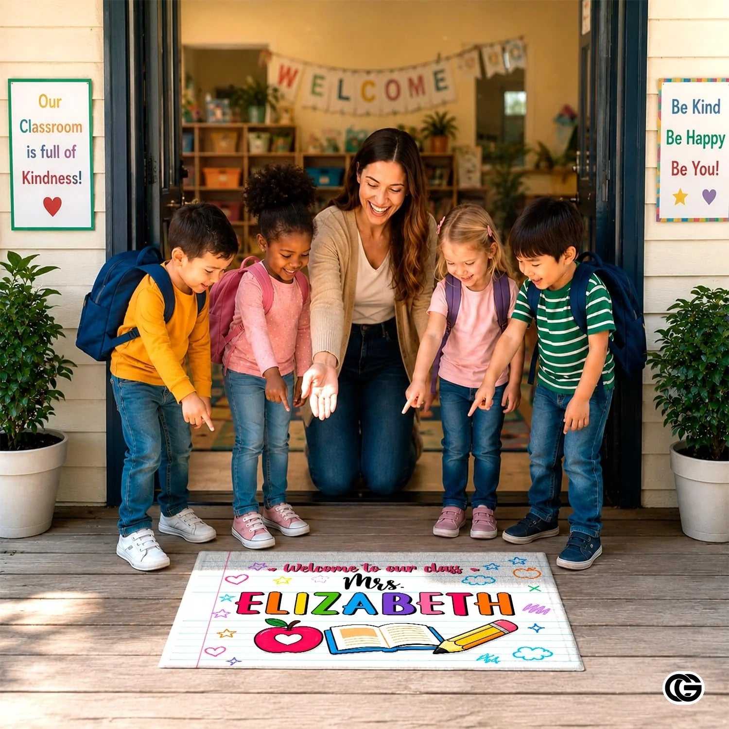 Personalized Classroom Welcome Mat with Custom Teacher Name