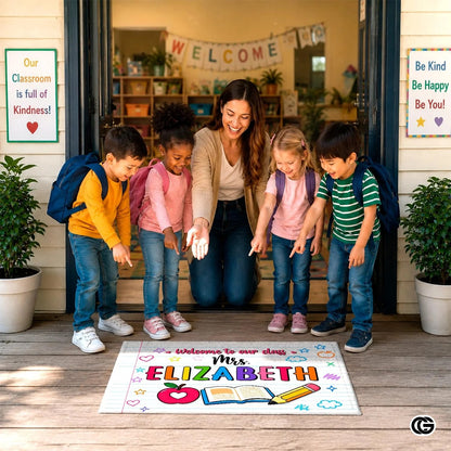 Personalized Classroom Welcome Mat with Custom Teacher Name