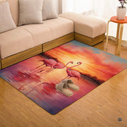 Scenic flamingo sunset area rug complementing natural wood furniture and minimalist decor accents. - thumbnail image 5 of 7