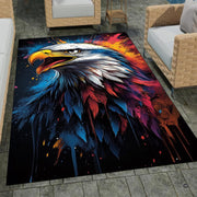 Bald eagle area rug placed alongside living room couch and accent furniture. - thumbnail image 7 of 7