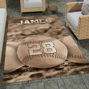 Detailed view of the premium edge stitching and sepia tone baseball print on microfiber - thumbnail image 7 of 7