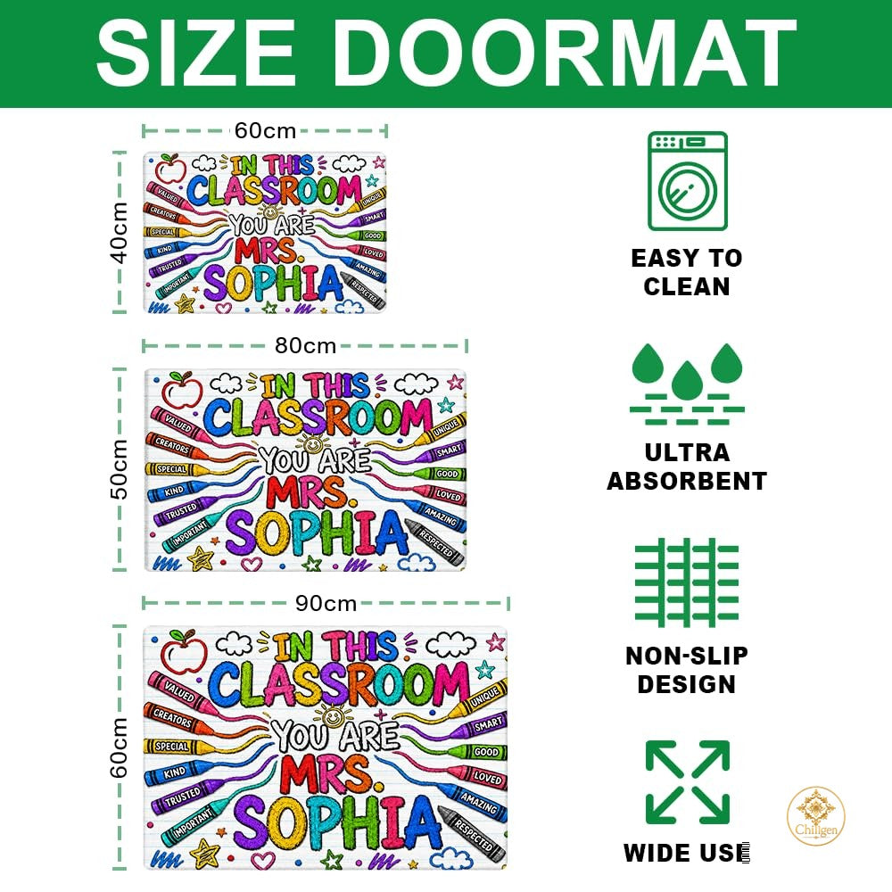 Personalized Classroom Doormat for School and Entryway