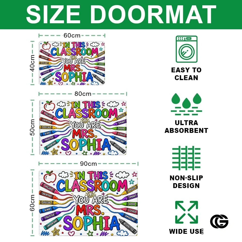 Personalized Classroom Doormat with Custom Teacher Name - Class-10