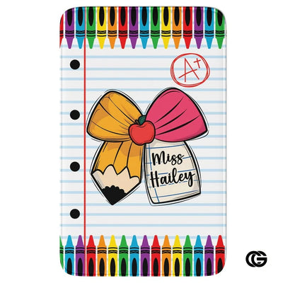 Custom Composition Notebook Classroom Rug for Kids - Pencil Bow / 2' x 3' (Rectangular)