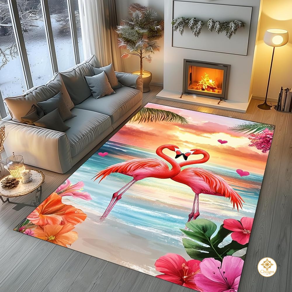 Custom Flamingo Welcome Mat for Front Door and Entryway