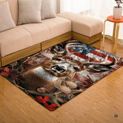 Complete artistic layout of the whitetail buck rustic American flag area rug. - thumbnail image 7 of 7