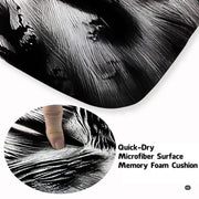 Soft low-pile microfiber surface texture on nocturnal horned owl rug - thumbnail image 3 of 8