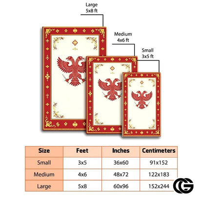 Custom Orthodox Christian Area Rug with Three Bar Cross and Byzantine Eagle - D3