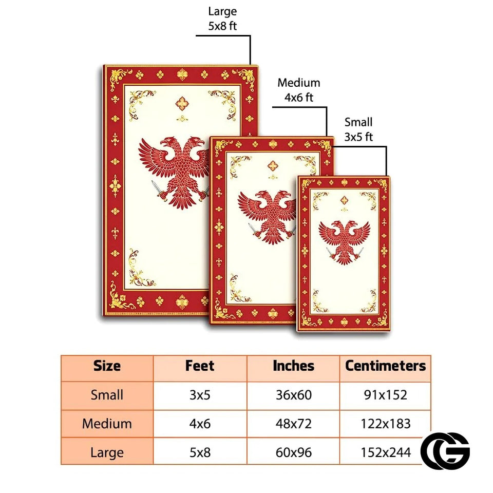 Custom Orthodox Christian Area Rug with Three Bar Cross and Byzantine Eagle - D3
