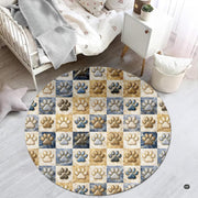 Custom Dog Paw Round Rug Patchwork Area Rug for Pet Lovers (1, A2)