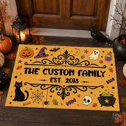 Halloween Door Mat Outdoor, Custom Spooky Welcome Mat with Black Cat and Pumpkin, Fall Front Door Mat for Porch Entryway Decor #5