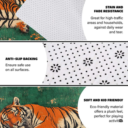 Bright interior decor setup featuring the resting tiger green grass floor carpet - thumbnail image 6 of 9