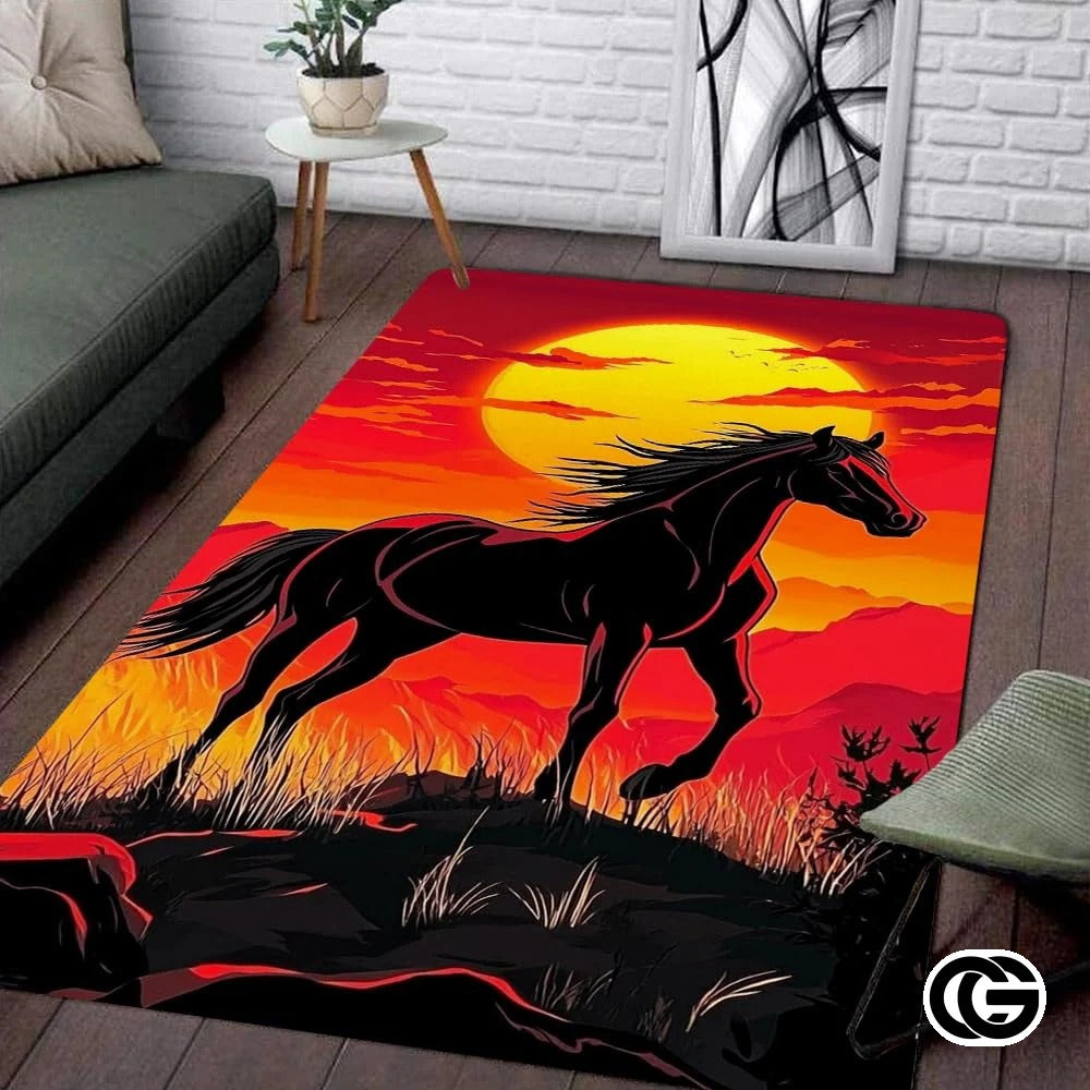 Custom Running Horse Welcome Mat for Front Door and Entryway - Horse-ds16