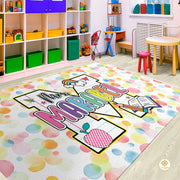 Custom Composition Notebook Classroom Rug for Kids and Boys - Alphabet Letter / 2' x 3' (Rectangular)