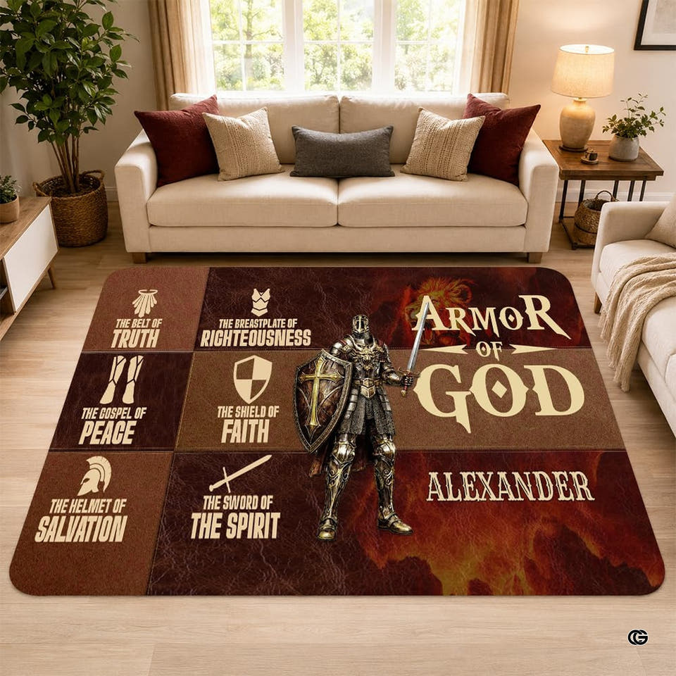 Biblical crusader paladin devotional regalia area rug - view 1