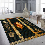 Native American area rugs styling living room decor alongside modern furniture and ethnic art. - thumbnail image 2 of 7