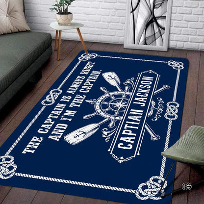 Custom Boat Rug, Personalized Welcome Aboard Mat with Boat Name, Nautical Area Rug for Deck, Entryway or Floor, Anchor Marine Decor, Boating Gift (Boat Rug 08)