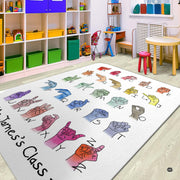 Dimension chart displaying size options for watercolor ASL classroom area rug. - thumbnail image 2 of 8