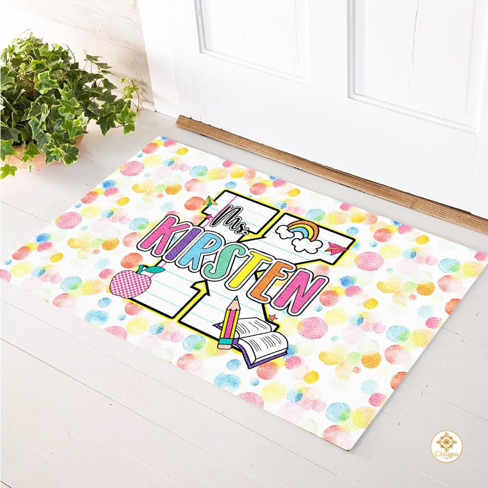 Custom Teacher Doormat with Personalized Name and Classroom Theme