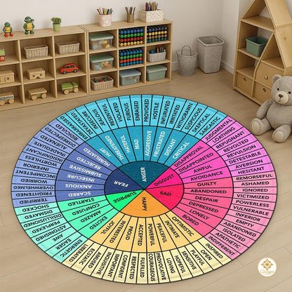 Custom Feelings Wheel Welcome Mat for Kids and Therapist