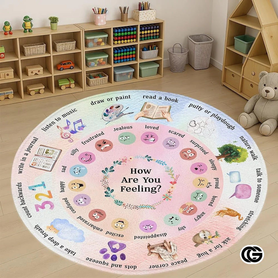 Custom Feelings Wheel Welcome Mat for Classroom and Office