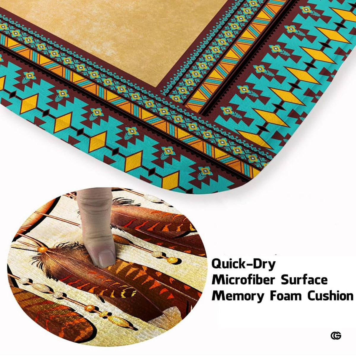 Cabin den layout displaying the wolf dreamcatcher rug centered on flooring
