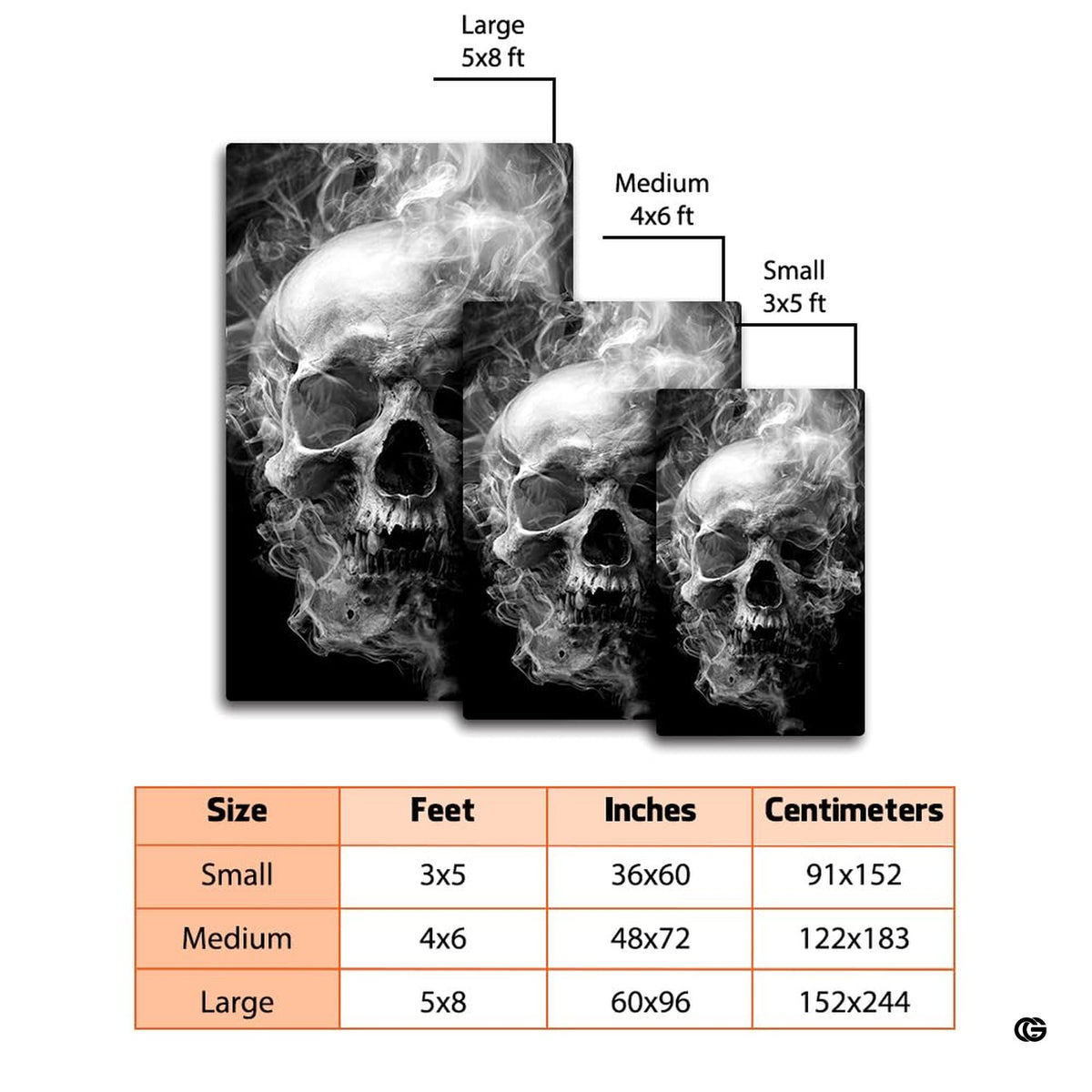 Fireside lounge setting with a person sitting on the smoke skull area rug - image 3 of 8