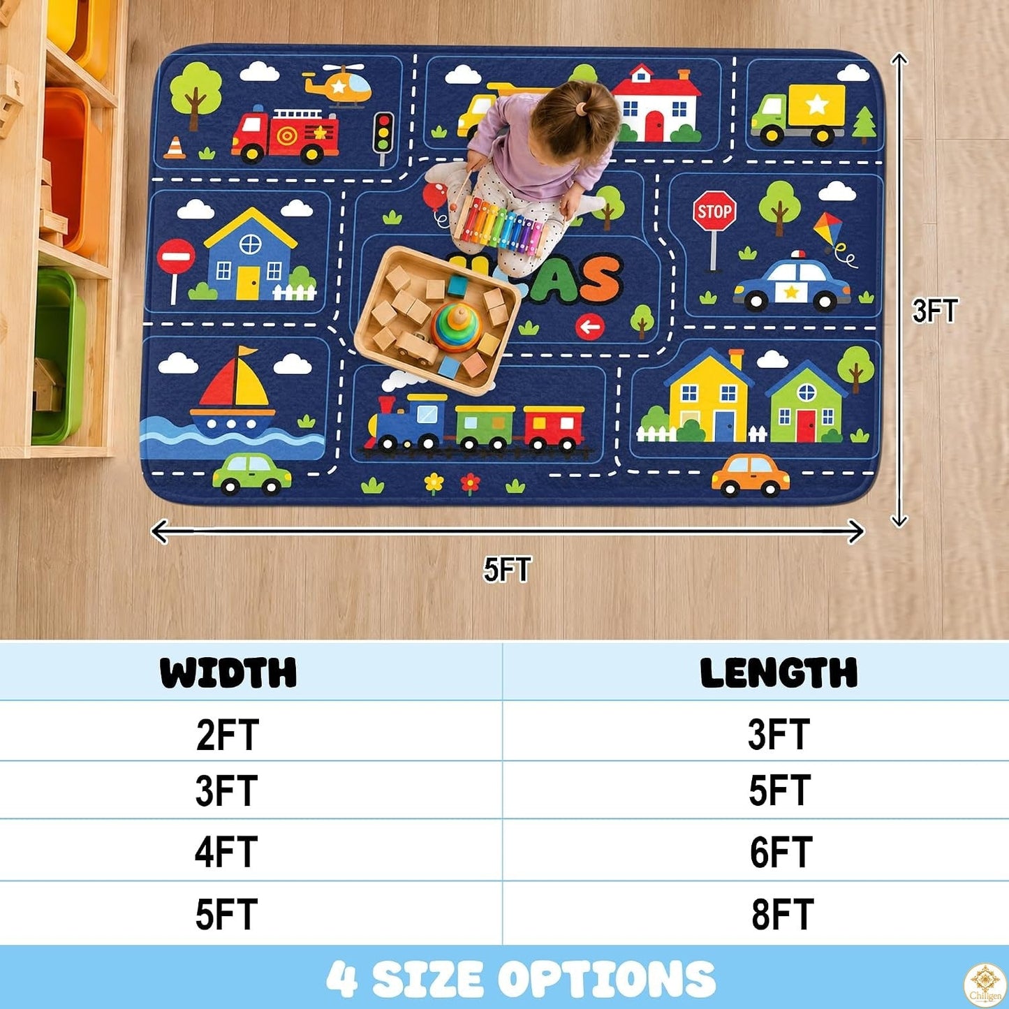 Custom Road Map Area Rug