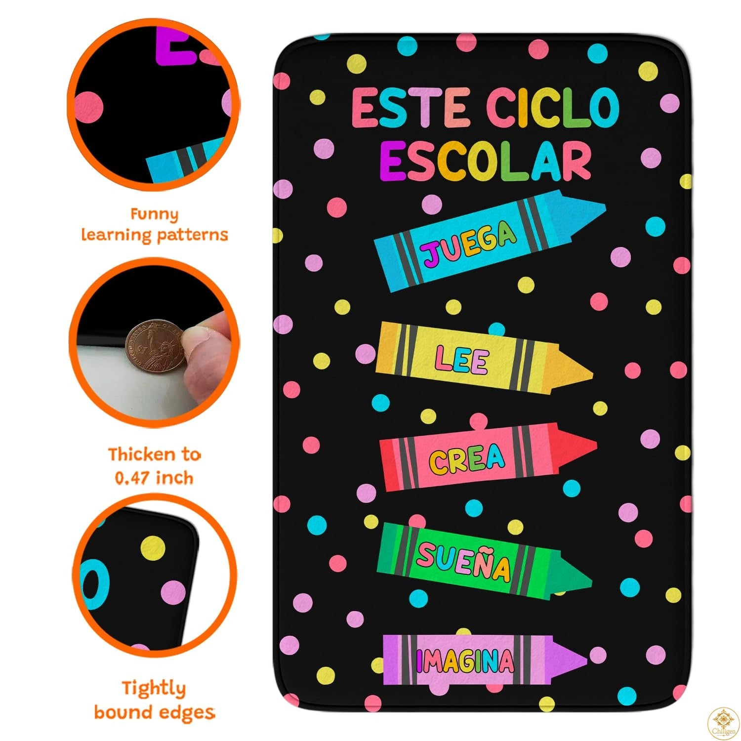 Custom ABC Spanish Educational Rug with Alphabet and Numbers