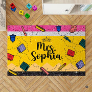 Lifestyle mockup showing the yellow pencil rug centered on a light wood floor - thumbnail image 8 of 8