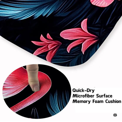 Home lounge arrangement displaying the dark floral pink flamingo accent rug - thumbnail image 7 of 7