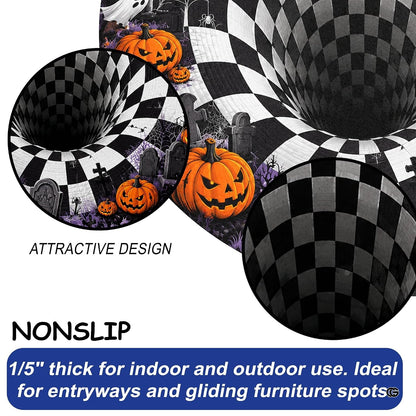 Custom Halloween 3D Optical Illusion Round Rug Skeleton Horror Area Rug (1, #10)