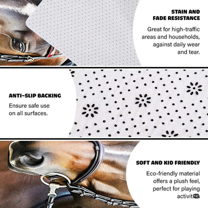 Angled perspective illustrating the rich tones of the horse portrait and geometric trim. - thumbnail image 6 of 7